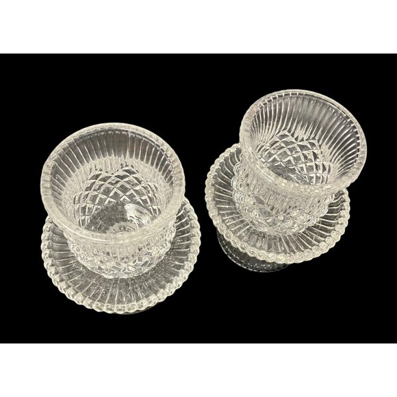 90s PartyLite Williamsburg 4.5" Glass Candle Stick or Votive Holder Set of 2 VTG - Picture 6 of 9